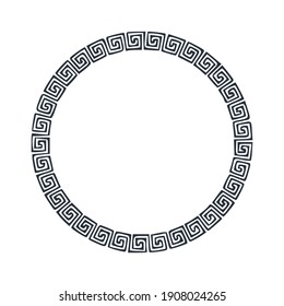 Black Rounded Corner Circle Floral Frame, Isolated On White Vector illustration 