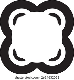 A black, rounded vector symbol or icon
