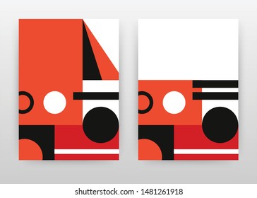 Black rounds on red, white design for annual report, brochure, flyer, poster. Abstract red, black background vector illustration for flyer, leaflet, poster. Business abstract A4 brochure template.