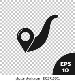 Black Route location icon isolated on transparent background. Map pointer sign. Concept of path or road. GPS navigator.  Vector Illustration