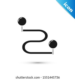 Black Route location icon isolated on white background. Map pointer sign. Concept of path or road. GPS navigator.  Vector Illustration