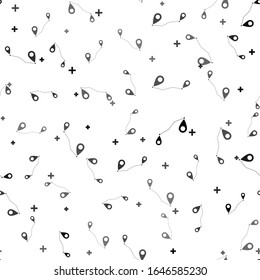 Black Route location icon isolated seamless pattern on white background. Map pointer sign. Concept of path or road. GPS navigator.  Vector Illustration