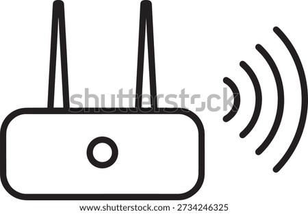 Black router icon with signal waves