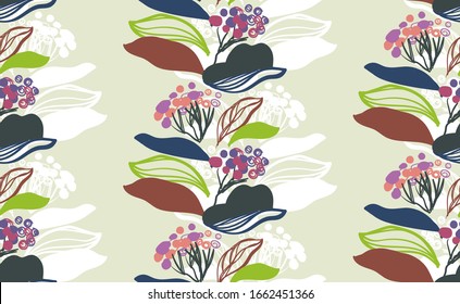 black rowan botanical plant seamless colorful pattern vector