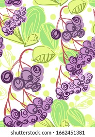 black rowan botanical plant seamless colorful pattern vector