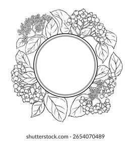 Black Rowan Branch Outline Round Frame. 