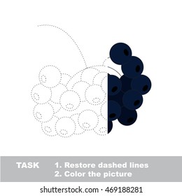 Black rowan in vector to be traced. Restore dashed line and color the picture. Easy educational kid gaming with simple level of difficulty.