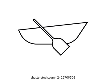 Black rowboat icon on white background.