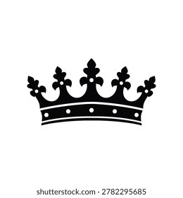 Black royal crown with five fleur-de-lis icons