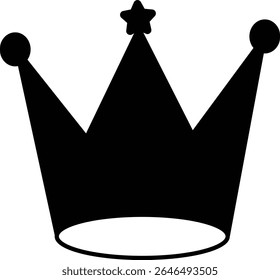 Black Royal Crown Silhouette with White Shadow – Vector Illustration