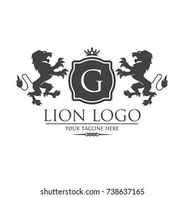 Black Royal Lion Logo Vector Logo Template