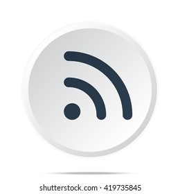 Black Rss icon on white web button