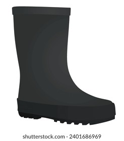 Botas de goma negras. ilustración vectorial