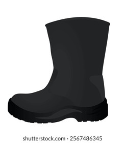 Black rubber boots. vector illustration