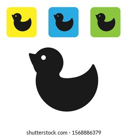 Black Rubber duck icon isolated on white background. Set icons colorful square buttons. Vector Illustration