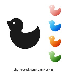 Black Rubber duck icon isolated on white background. Set icons colorful. Vector Illustration