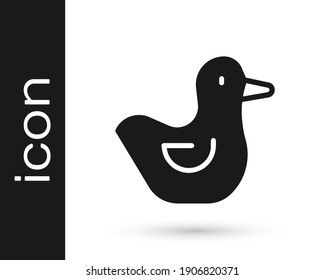 Black Rubber duck icon isolated on white background.  Vector