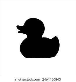 Black rubber duck silhouette isolated on white background. Rubber duck icon vector illustration design.