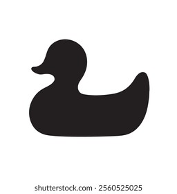 Black Rubber Duck Silhouette Isolated On White Background, Icon Vector Illustration Design.

