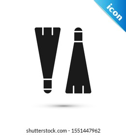 Black Rubber flippers for swimming icon isolated on white background. Diving equipment. Extreme sport. Diving underwater equipment.  Vector Illustration