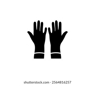 Black rubber gloves for cleaning icon. Latex gloves as a symbol of protection against viruses and bacteria vector design and illustration.

