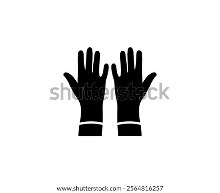 Black rubber gloves for cleaning icon. Latex gloves as a symbol of protection against viruses and bacteria vector design and illustration.

