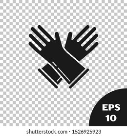 Black Rubber gloves icon isolated on transparent background. Latex hand protection sign. Housework cleaning equipment symbol. Vector Illustration Black Rubber gloves icon isolated on transparent background. Latex hand protection sign. Housework cleaning equipment symbol. Vector Illustration