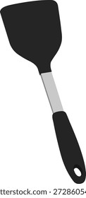 Black rubber spatula with silver handle for cooking