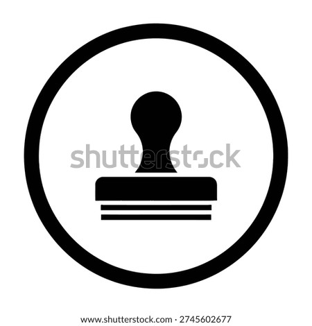 Black rubber stamp with circular frame and detailed imprint design for official use