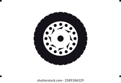 Black rubber wheel tire design. Wheel tires. Car tire tread tracks, Mini Van racing wheel mascot design. Tyres road maintenance vector automobile. Auto Van wheel tyre. Vector illustration rim design