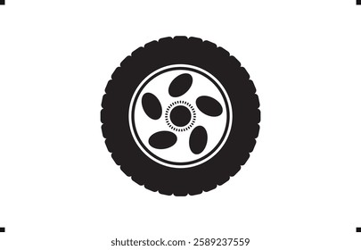 Black rubber wheel tire design. Wheel tires. Car tire tread tracks, Mini Van racing wheel mascot design. Tyres road maintenance vector automobile. Auto Van wheel tyre. Vector illustration rim design