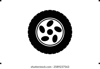 Black rubber wheel tire design. Wheel tires. Car tire tread tracks, Mini Van racing wheel mascot design. Tyres road maintenance vector automobile. Auto Van wheel tyre. Vector illustration rim design