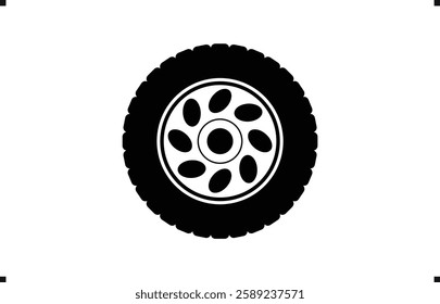 Black rubber wheel tire design. Wheel tires. Car tire tread tracks, Mini Van racing wheel mascot design. Tyres road maintenance vector automobile. Auto Van wheel tyre. Vector illustration rim design