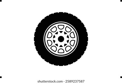 Black rubber wheel tire design. Wheel tires. Car tire tread tracks, Mini Van racing wheel mascot design. Tyres road maintenance vector automobile. Auto Van wheel tyre. Vector illustration rim design