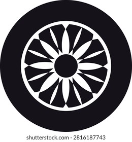 Black rubber wheel tire design. Wheel tires. Car tire tread tracks, Mini Van racing wheel minimal design. Tyres road maintenance vector automobile. Auto Van wheel tyre. Vector illustration rim design