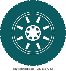 Black rubber wheel tire design. Wheel tires. Car tire tread tracks, Mini Van racing wheel minimal design. Tyres road maintenance vector automobile. Auto Van wheel tyre. Vector illustration rim design