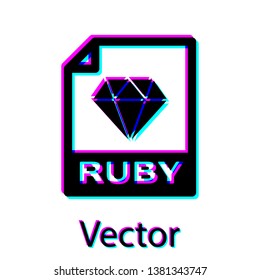 Black RUBY file document icon. Download ruby button icon isolated on white background. RUBY file symbol. Vector Illustration