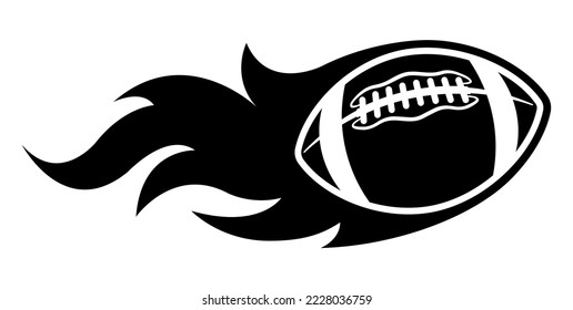 Black rugby ball vector image with tribal fire flame American football car sticker motorcycle decal and sport logo template
