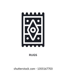 black rugs isolated vector icon. simple element illustration from furniture and household concept vector icons. rugs editable black logo symbol design on white background. can be use for web and