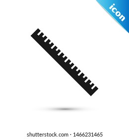 Black Ruler icon isolated on white background. Straightedge symbol.  Vector Illustration