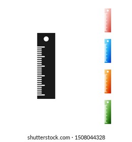 Black Ruler icon isolated on white background. Straightedge symbol. Set icons colorful. Vector Illustration