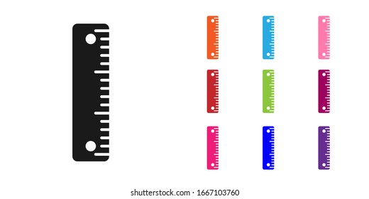 Black Ruler icon isolated on white background. Straightedge symbol. Set icons colorful. Vector Illustration