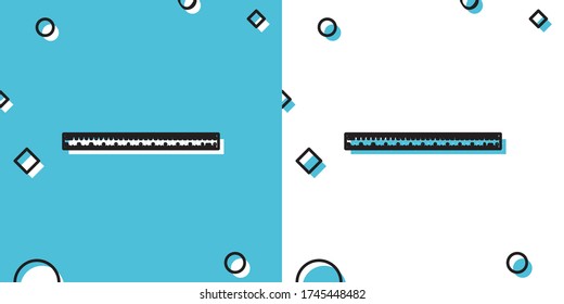 Black Ruler icon isolated on blue and white background. Straightedge symbol. Random dynamic shapes. Vector Illustration
