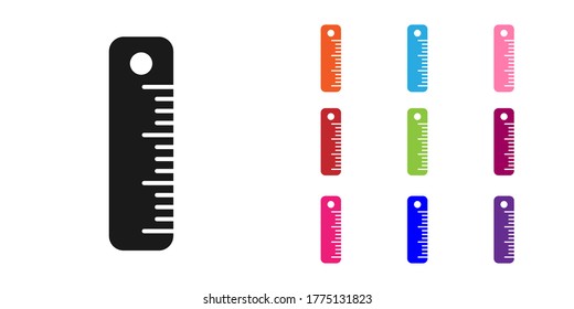 Black Ruler icon isolated on white background. Straightedge symbol. Set icons colorful. Vector Illustration