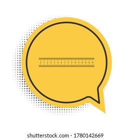Black Ruler icon isolated on white background. Straightedge symbol. Yellow speech bubble symbol. Vector