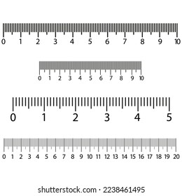 Black ruler scale. Graphic element. Vector illustration. stock image.