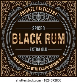 Black Rum - ornate vintage decorative label