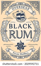 Black Rum - dekoratives Vintage-Label