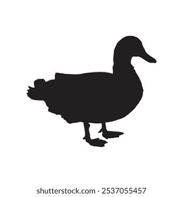 Black runner duck silhouette . Duck icon vector illustration design.