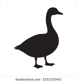 Black runner duck silhouette, isolated on a white background. Vector icon illustration, ideal for bird and wildlife-themed designs.